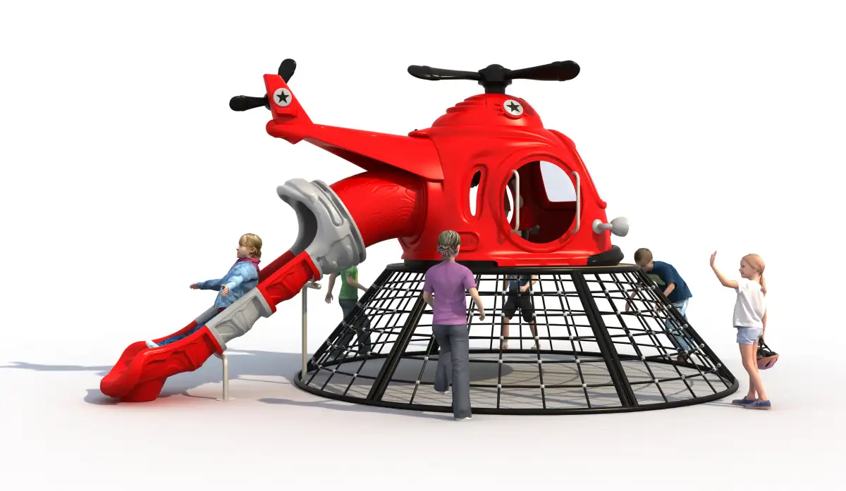 Small Size Red Helicopter Shaped Amusement Outdoor epuipments for Kids