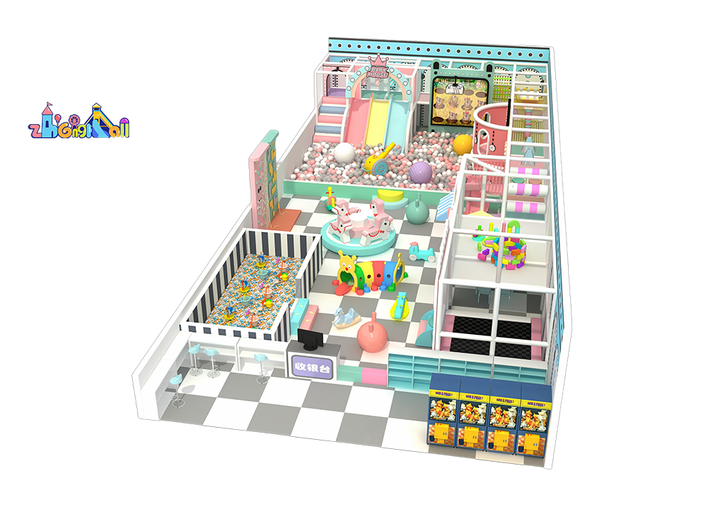 165 square meters macaroon theme soft play indoor playground