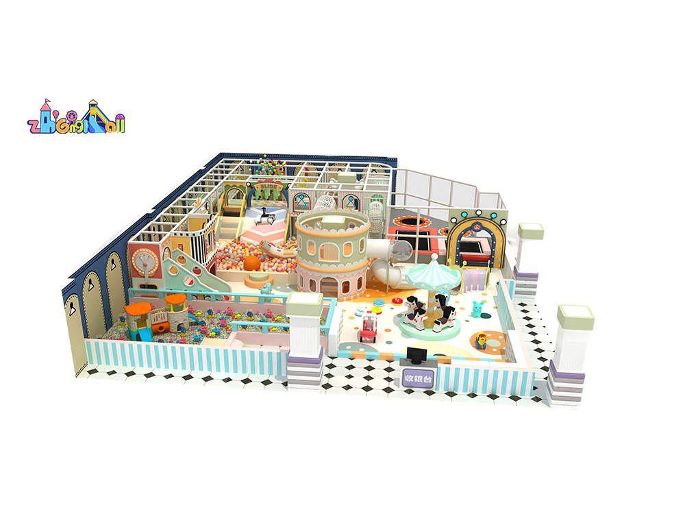 Colorful indoor playground with ball pool and slide