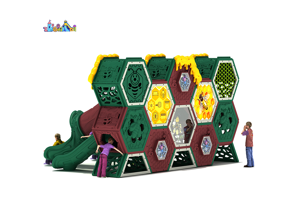 Colorful Honeycomb Playground with Slide and Climbing Panels