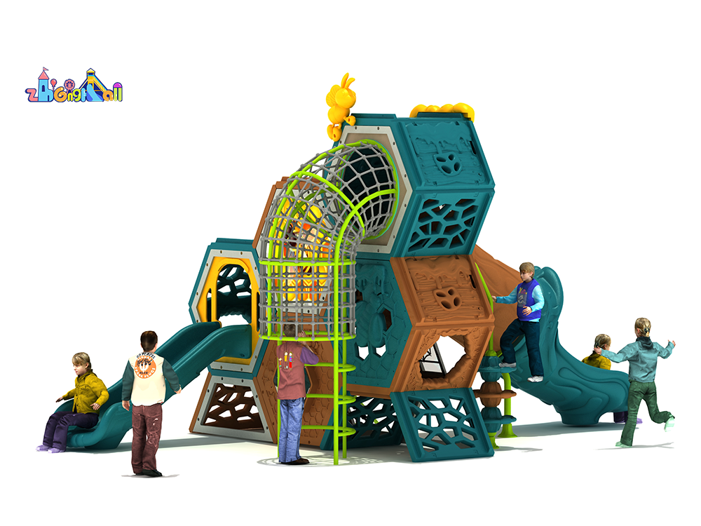 Hexagon Hive Kids Play Structure with Slide & Sticky Slime Accents