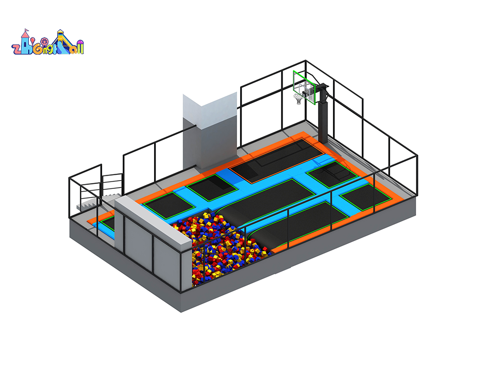 Indoor Trampoline Park Zone - Kids Jumping Area with Foam Pit