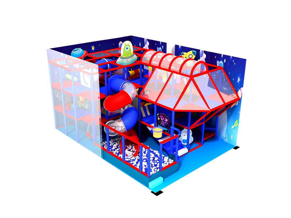 Indoor Space-Themed Playground with Slide and Ball Pit