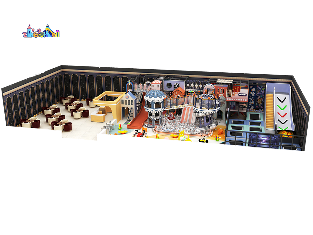 Luxury Indoor Playground with Café Area and Diverse Activity Zones for Kids