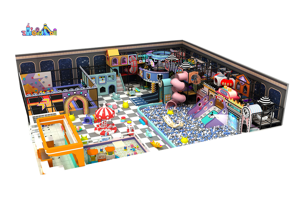 Creative Indoor Playground with Climbing Walls, Ball Pit, and Adventure Slides