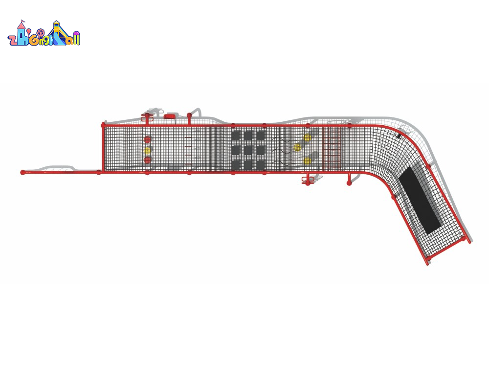 Outdoor Playground Obstacle Course with Climbing Nets and Ladders