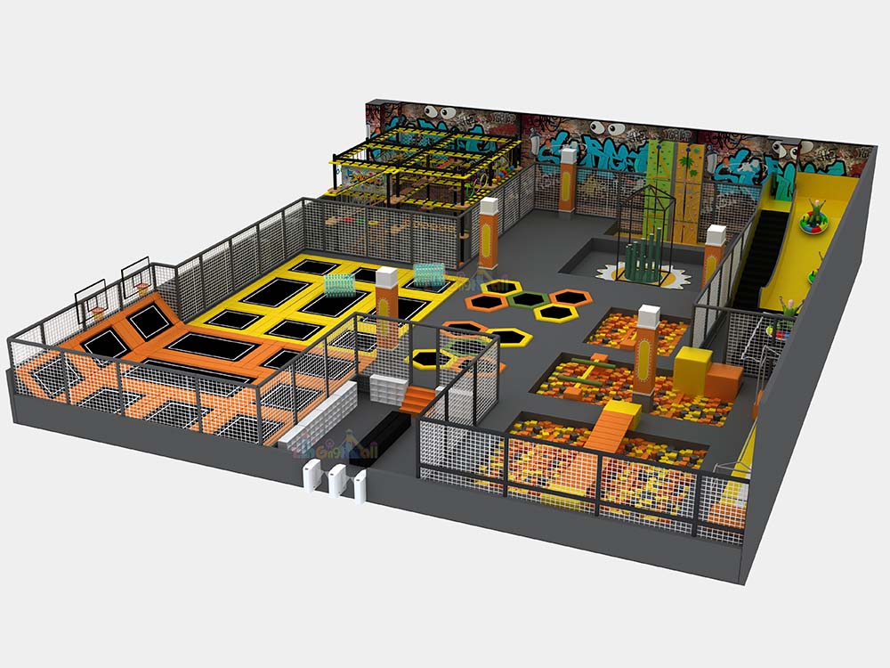 583㎡ Trampoline Park Equipment With Ninja Course