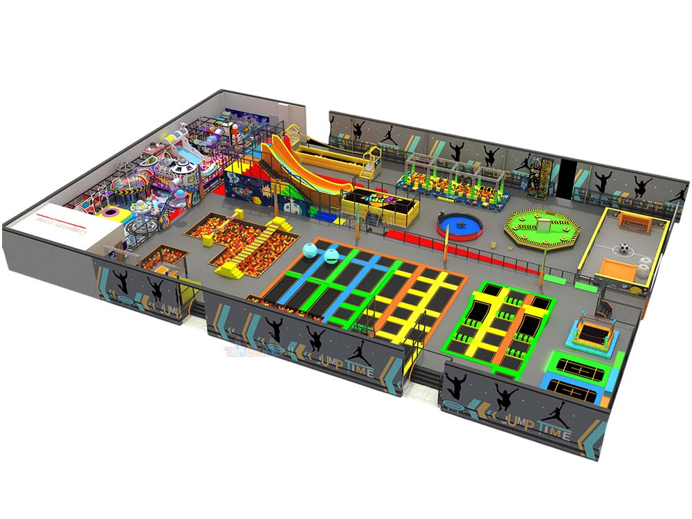 2300㎡ Multifaceted Trampoline Park with Vibrant Jump Beds, Climbing Walls, and Slide Zones