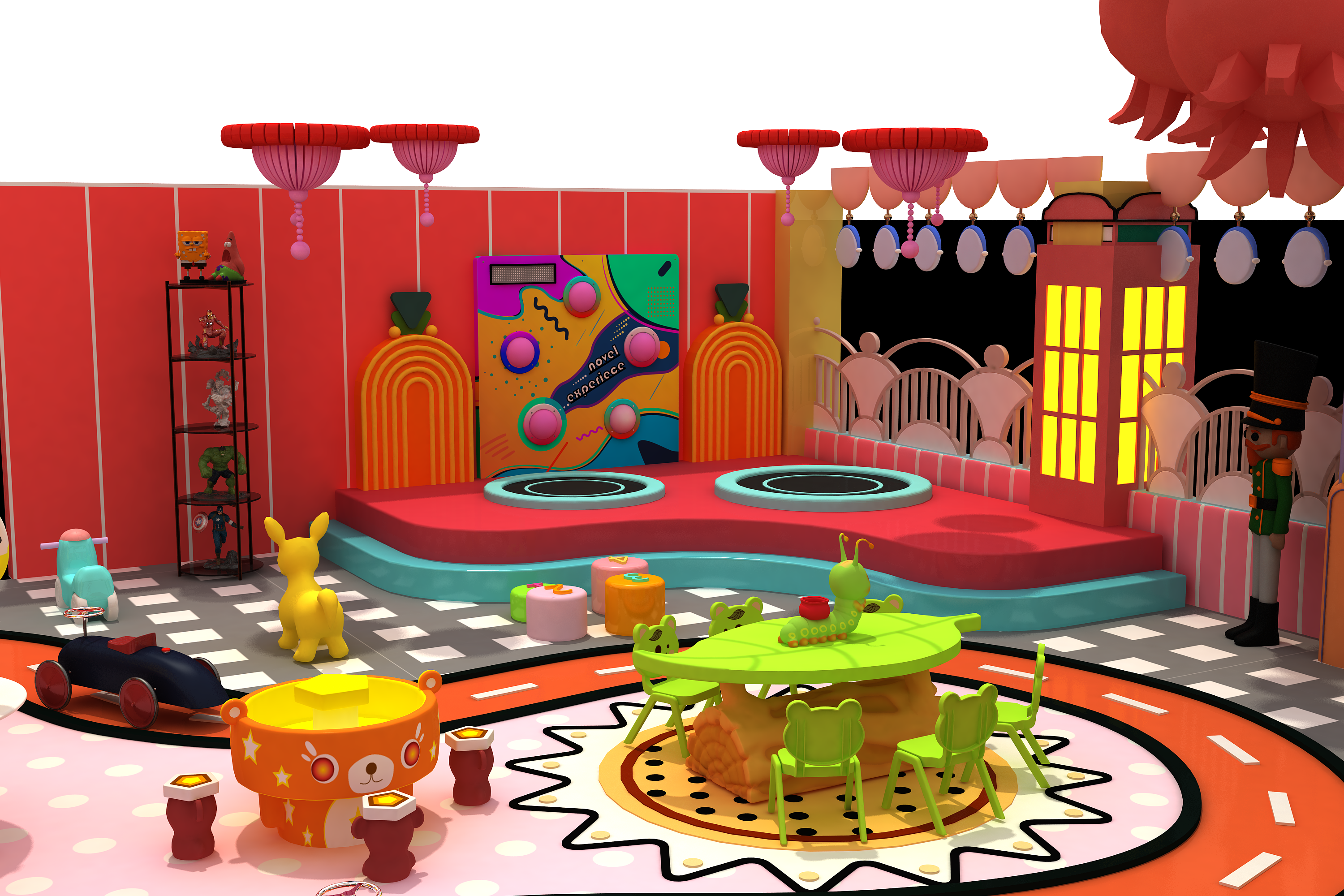 340 ㎡ Vibrant Red and Yellow Indoor Playground with Diverse Amenities