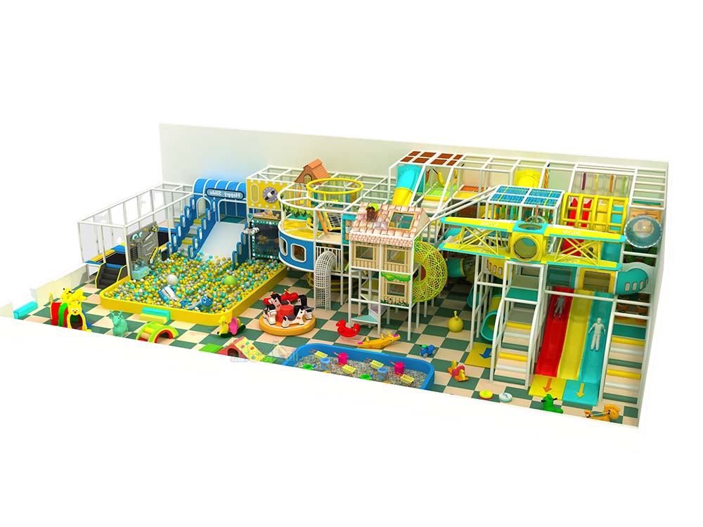 350㎡ Vibrant Indoor Playground Paradise with Multi-Colored Attractions and  Checkerboard Flooring