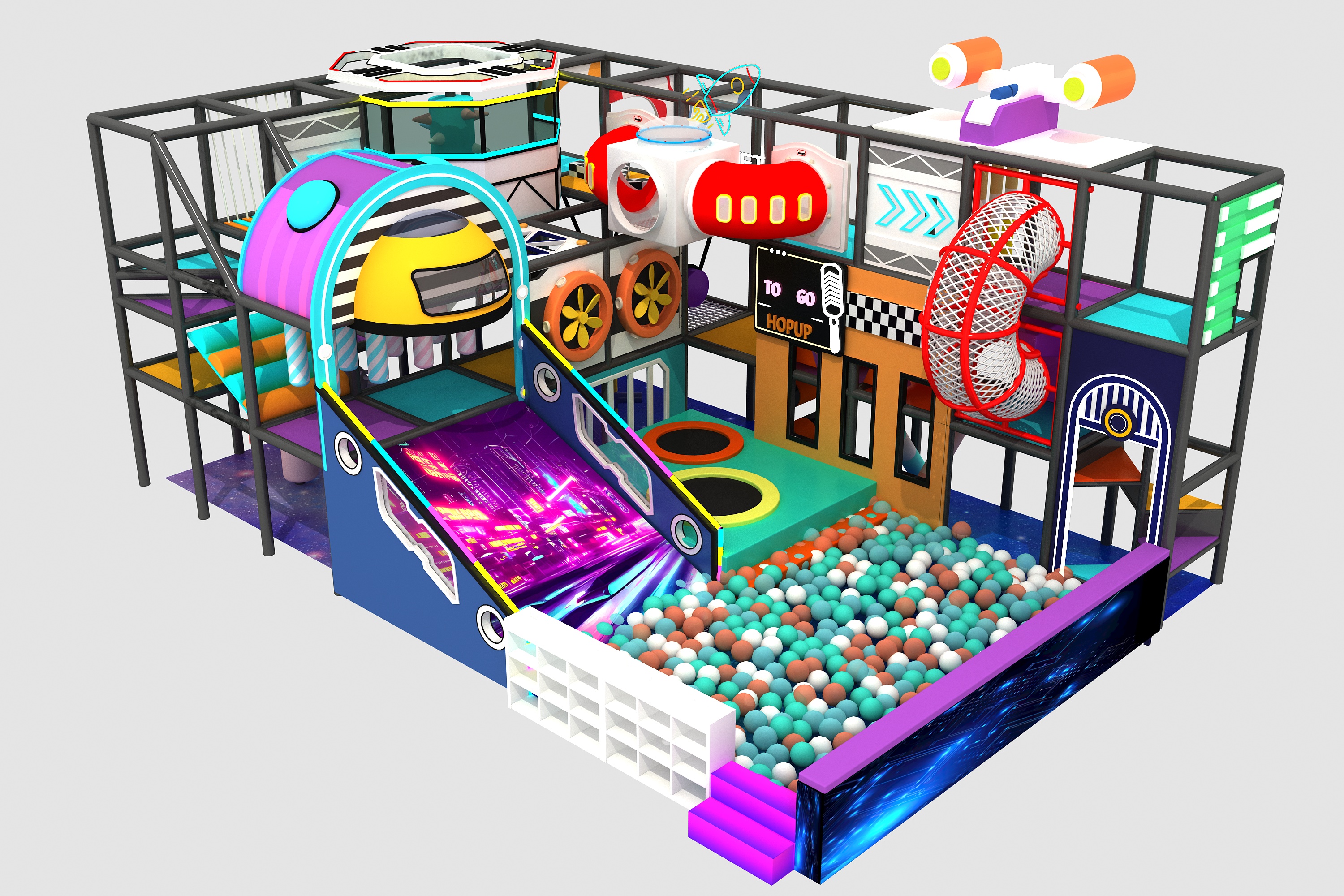 Indoor Playground in Nicaragua – A 60㎡, 3-Level Play Area for a Family Restaurant