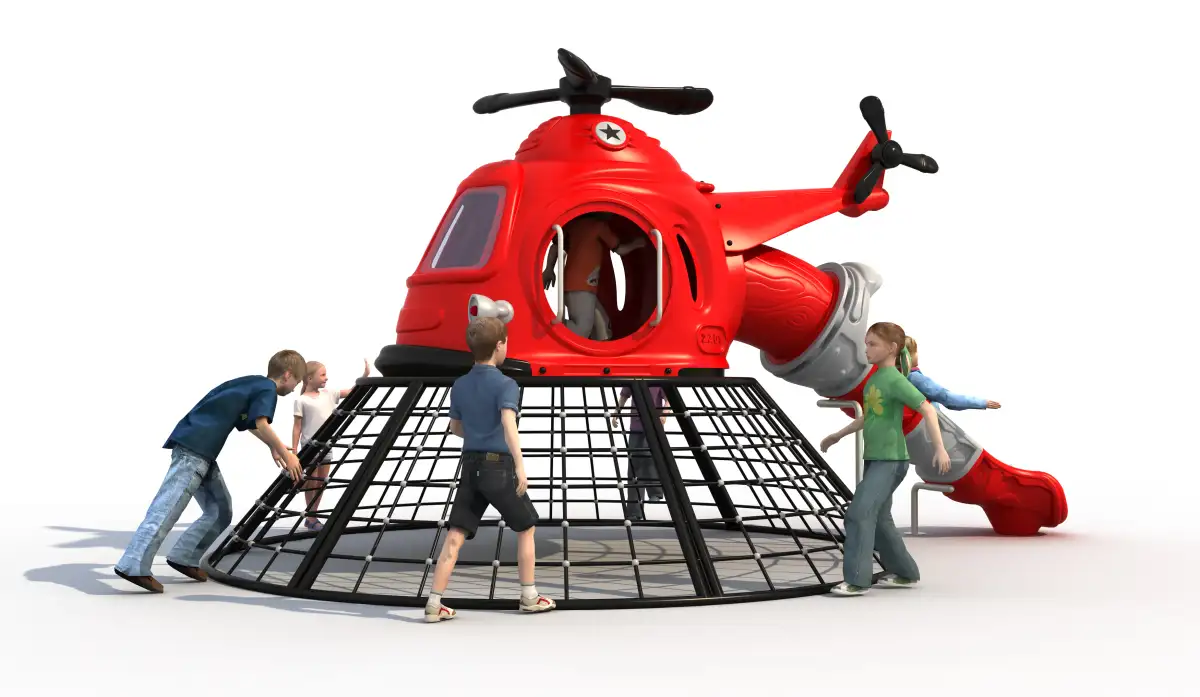 Small Size Red Helicopter Shaped Amusement Outdoor epuipments for Kids ZH-FJ001
