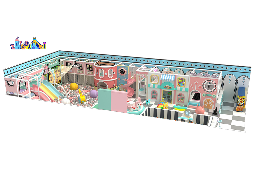 165 square meters macaroon theme soft play indoor playground