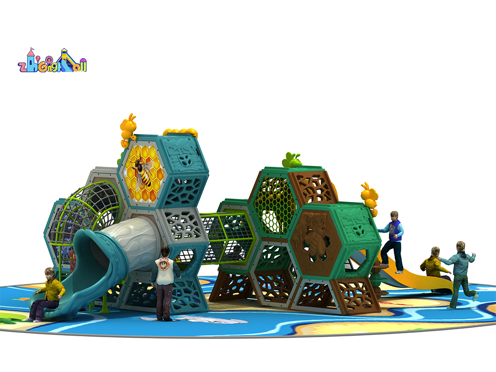 3D Hexagon Play Center with Slide and Crawling Tunnels