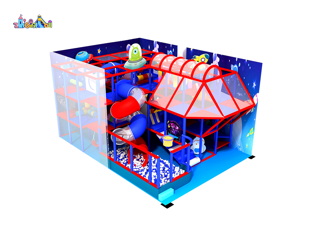 Indoor Space-Themed Playground with Slide and Ball Pit