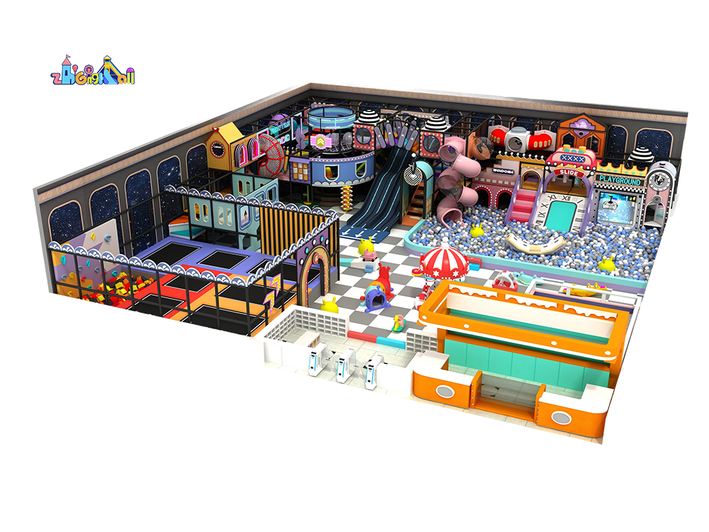 Creative Indoor Playground with Climbing Walls, Ball Pit, and Adventure Slides