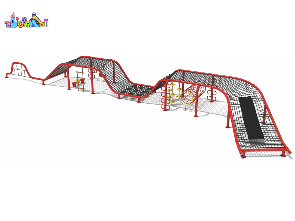 Outdoor Playground Obstacle Course with Climbing Nets and Ladders