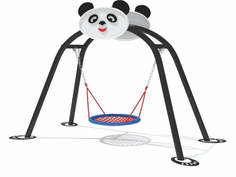 Outdoor Playground Panda Swing Set with Net Seat for Kids