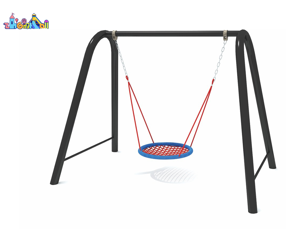 Outdoor Playground Nest Swing with Sturdy Black Metal Frame