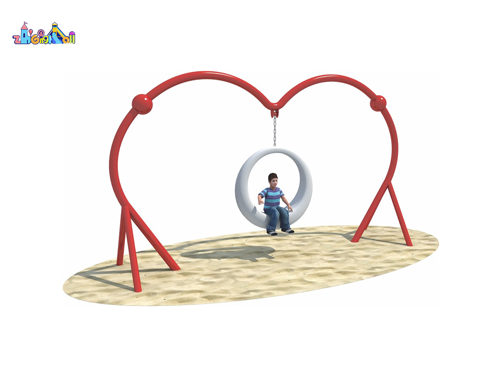 Heart-Shaped Outdoor Playground Swing with Modern Circular Seat