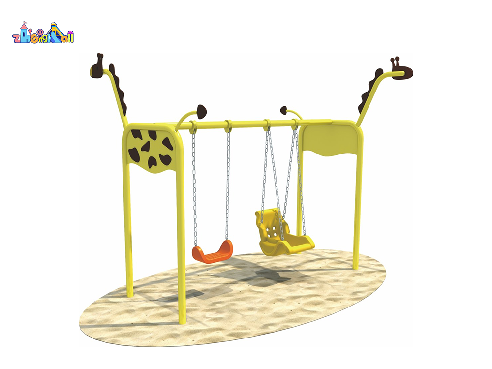 Giraffe-Themed Outdoor Playground Swing Set with Bright Yellow Design