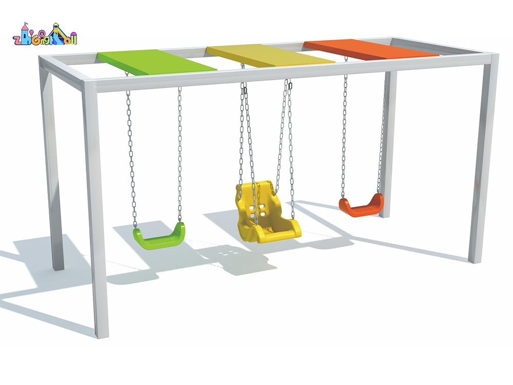 Colorful Outdoor Playground Swing Set with Three Seats