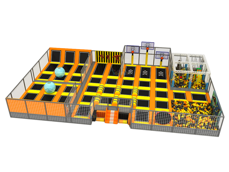 375㎡ Orange Burst Dynamic Trampoline Park Multi-Activity Equipment