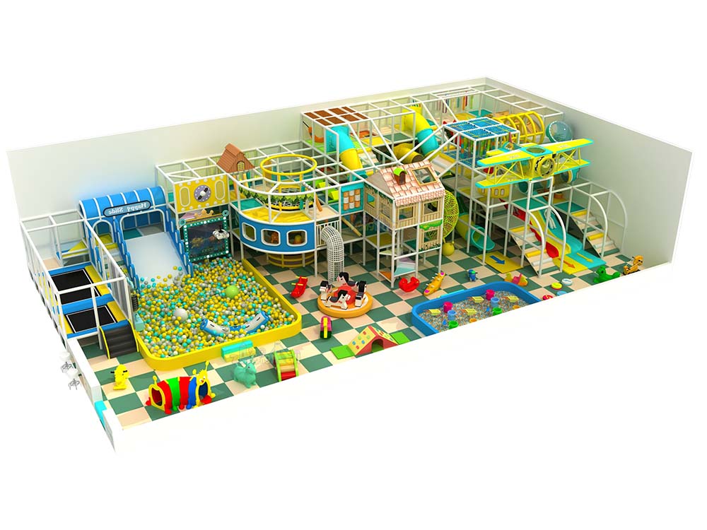 350㎡ Vibrant Indoor Playground Paradise with Multi-Colored Attractions and  Checkerboard Flooring